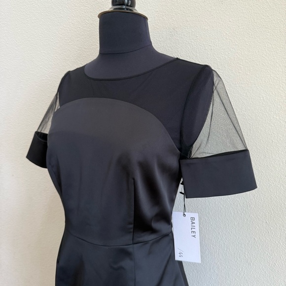 Bailey 44 Golden Feverfew Black Satin Dress Small - Picture 3 of 5